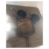 Cast Iron Grill Pan and Enameled Sauce Pans