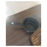 Cast Iron Grill Pan and Enameled Sauce Pans