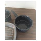 Cast Iron Grill Pan and Enameled Sauce Pans