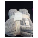 Chenille Knit Throw Blanket with Faux Shearling Reverse Gray - Threshold - Retail: $25