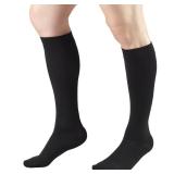 Truform Short Length 20-30 mmHg Compression Stockings for Men and Women, Reduced Length, Closed Toe, Black, Large - Retail: $24