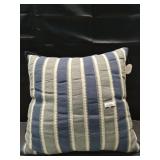 20\"X20\" Vertical Stripe Pillow Navy Green and Cream -Threshold designed with Studio McGee - Retail: $28