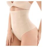 Esa Liang Thong Shapewear for Women Tummy Control High Waisted Thong Panties Seamless Body Shaper Girdle Underwear Nude Small