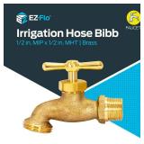 Eastman Irrigation Hose Bibb, 1/2 Inch MIP x 1/2 Inch MHT Outdoor Spigot, Brass Garden Valve, 20181