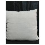 Oversized Woven Washed Windowpane Square Throw Pillow Cream - Threshold: Decorative, Indoor, Zipper Closure, Removable Cover - Retail: $30