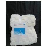 Full/Queen Checkered Jacquard Plush Blanket Blanket Ivory - Room Essentials - Retail: $25