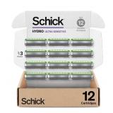 Schick Hydro Ultra Sensitive Razor Refills, 12ct | 3 Blade Razor Heads for Men, Shaving Blades, 12 Refills - Retail: $24
