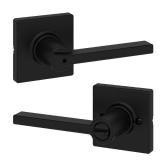 Kwikset Casey Interior Privacy Door Handle with Lock, Door Lever For Bathroom and Bedroom, Matte Black Reversible Keyless Turn Lock, with Microban Protection - Retail: $24