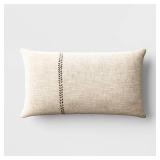 Oversized Stitched Lumbar Throw Pillow Neutral: Cotton-Linen Blend, Indoor - Threshold - Retail: $25
