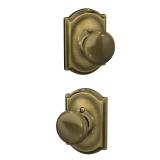 SCHLAGE F10 PLY 609 CAM Camelot Collection Plymouth Passage Knob, Antique Brass - Retail: $48
