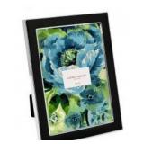 Laura Ashley 5x7 Black Enamel Picture Frame, Silver Metal Edge with Easel, for Countertop, Counterspace, Tabletop Display, Bookshelf, Desk, Wall Decor, Photo Gallery (5x7, Black W/Silver)