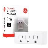 GE 3-Outlet Extender Wall Tap, Grounded Adapter Plug, Indoor Rated, 3-Prong, Perfect for Travel, UL Listed, White, 52203