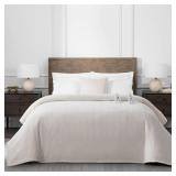 Brookstone King Heated Chenille Knit Blanket Ivory - Retail: $100