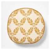 Golden Yellow and Cream Leaf Pattern Round Pillow - 16\" - Threshold designed with Studio McGee - Retail: $25