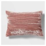 14\"x20\" Luxe Velvet Oblong Decorative Pillow Mauve - Threshold  Indoor Polyester Fiber Filled, Knife Edge Design - Retail: $25