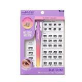 KISS imPRESS Falsies Self Adhesive Eyelashes, Press On Lashes, 12mm-14mm Glam Volume Lashes, Black, No Glue Needed, Invisible Band, 36 Lash Clusters & Non-Stick Applicator - Voluminous - Retail: $12