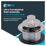 EZ-FLO Lift-n-Turn Bath Drain Assembly Kit, 1-1/2 in. x 11.5 Coarse Thread, 2-7/8 in. OD Flange, 5/16 in. Tapped Zinc Body, Chrome Plated, 35233