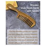 Yuutbiu Green Sandalwood Wide Tooth Hair Comb with Handle - Detangling Brush for Curly/Coily Hair, Split Ends Repair & Gentle Scalp Care (Anti-Static Wooden Design) - Retail: $14