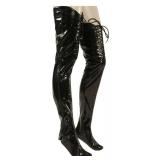 Black Patent Leather Thigh High Stockings and Arm Bands