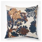 Cream-Navy-Olive Jacquard Tree Pillow 24x24 - Threshold designed with Studio McGee - Retail: $36