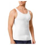 MOLUTAN Compression Shirt Men Tank Top Undershirt Slimming Body Shapewear Tummy Control Gynecomastia Sleeveless White 4X - Retail: $20