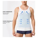MOLUTAN Compression Shirt Men Tank Top Undershirt Slimming Body Shapewear Tummy Control Gynecomastia Sleeveless White 4X - Retail: $20