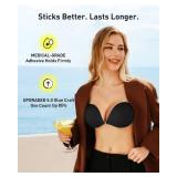 Niidor Adhesive Bra Strapless Sticky Invisible Push up Silicone Bra for Backless Dress with Nipple Covers (A Cup) Black - Retail: $25