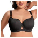 TESOON Women Plus Size Bra for Comfort Seamless Breathable Underwear Full Cups Adjustable Everyday Bra Black 34G - Retail: $18