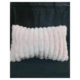 Channeled Faux Fur Lumbar Throw Pillow Blush - Room Essentials: Indoor Rectangle Cushion, Polyester Fill - Retail: $10