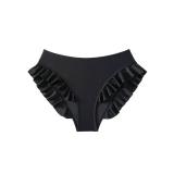 ZAFUL Women Mid Waist Bikini Bottoms Ruffles Full Coverage Swimsuit Bottom Swim Briefs Bathing Suit Bottoms (Black,M) - Retail: $28