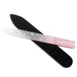 LONDONTOWN Pink Sparkle Double-Sided Glass Nail File & Care Tool, Professional Grit Etched Crystal Manicure Accessory with Case Pouch - Retail: $11