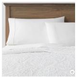 King Garment Washed Paisley Stitch Quilt White - Threshold: Microfiber Coverlet, Year Round Comfort, OEKO-TEX Certified - Retail: $89