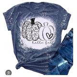 Hello Fall Leopard Pumpkin T-Shirt Small - Retail: $15