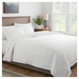 Full/Queen Cotton Linen Chambray Duvet Cover & Sham Set White - Threshold: OEKO-TEX Certified, Zipper Closure - Retail: $69