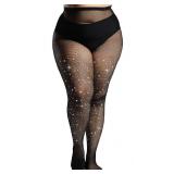 MERYLURE Indestructible Ultra Sparkly Tights for Women, Rhinestone Fishnet Party Stockings for Women, Jeweled Plus Size - Retail: $10
