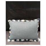 14\"x20\" Solid Texture Lumbar Throw Pillow with Stripe Fringe Navy - Threshold designed with Studio McGee - Retail: $25