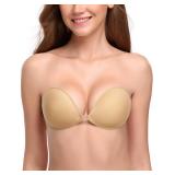 Wingslove Adhesive Bra Reusable Strapless Self Silicone Push-up Invisible Sticky Bras for Backless Dress (Beige,A) - Retail: $15