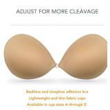 Wingslove Adhesive Bra Reusable Strapless Self Silicone Push-up Invisible Sticky Bras for Backless Dress (Beige,A) - Retail: $15