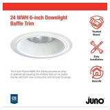 Juno 6-Inch Round Tapered Baffle Recessed Lighting Trim, Glare-Reducing Snap-in Trim for Can Lights, Fits IC2, TC2 and TC2R Housings, White Finish - Retail: $14