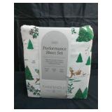 Queen 400 Thread Count Christmas Holiday Performance Sheet Set Winter Scene - Threshold - Retail: $55
