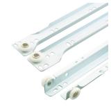 Prime-Line MP7210 Drawer Slide Kit Replace Drawer Track Hardware Self-Closing Design Fits Most Bottom/ Side-Mounted Drawer Systems 15-3/4 In. Steel Tracks, Plastic Wheels, White (1 Pair)