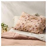 King Euro Heavyweight Linen Blend Throw Decorative Pillow Pressed Floral Print - Casaluna - Retail: $59
