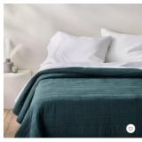 King Heavyweight Linen Blend Quilt Dark Teal Blue - Casaluna: Woven Rayon, Cotton Fill, OEKO-TEX Certified - Retail: $139