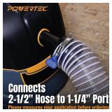 POWERTEC 70140 2-1/2" to 1-1/4" Hose Reducer Conversion Unit for Dust Collection Accessories, Black