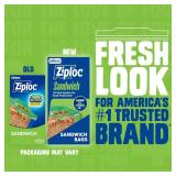 Ziploc Sandwich and Snack Bags with EasyGuide Texture, Plastic Storage Bags with Grip 