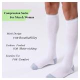 FITRELL 3 Pairs Compression Socks for Women and Men 20-30mmHg- Circulation and Muscle Support Socks for Travel, Running, Nurse, Knee High, Medical Black+White+Grey Small-Medium - Retail: $15