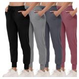 CAMPSNAIL 4 Pack Joggers for Women - Sweatpants with Pockets Lightweight Comfy Yoga Pants for Workout Travel Lounge - Retail: $37