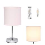 Simple Designs LT2007-BPK-LB Basic Chrome Mini Table Lamp for Living Room, Nightstand, Desk, Countertop, Blush Pink, with Feit LED Bulb Included - Retail: $21