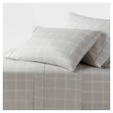 California King 400 Thread Count Performance Sheet Set Gray Plaid - Threshold - Retail: $65
