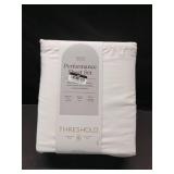 Twin/Twin XL Solid Performance 400 Thread Count Sheet Set Sour Cream - Threshold: Cotton Sateen, Wrinkle-Resistant, OEKO-TEX Certified - Retail: $60